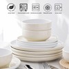 GBHOME 12 Pieces Ceramic Dinnerware Set, Modern White Dish Set