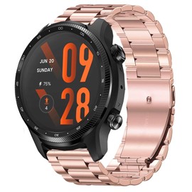 Giaogor Compatible for TicWatch Pro 3 Ultra Band, Quick Release Stainless Steel Metal Replacement Straps Compatible TicWatch Pro 3 Ultra GPS Smartwatch 2021 (Rose Gold)