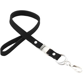 HIFA Lanyard Keychain, Lanyard for keys and ID Badges - Genuine Leather, Elegant Design, Sturdy Clasp - Long Keychain for Car, Black, Standart