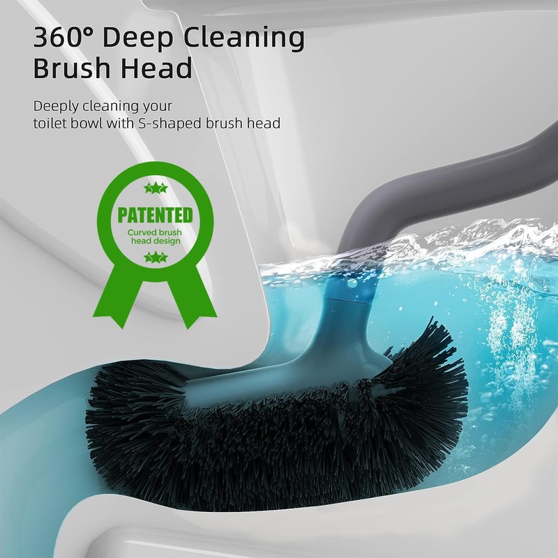 HAMITOR Toilet Bowl Brush Holder Set: Bathroom Deep Cleaning Toilet