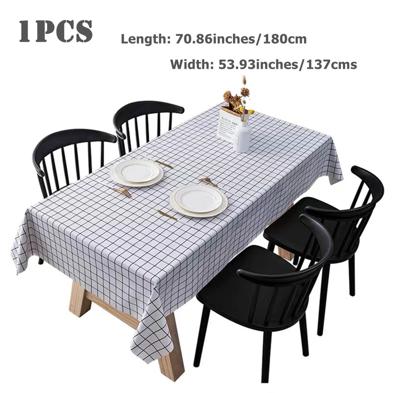 Aisszhao 137 * 180cm Wipe Clean PVC Tablecloth,Rectangular Large Easy