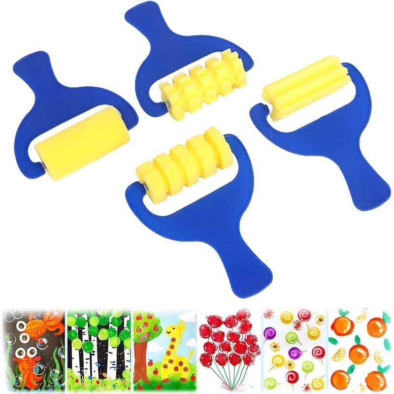 Drawing Sponge Roller Brush Roller,4Pcs Drawing Sponge Roller Paint Graffiti