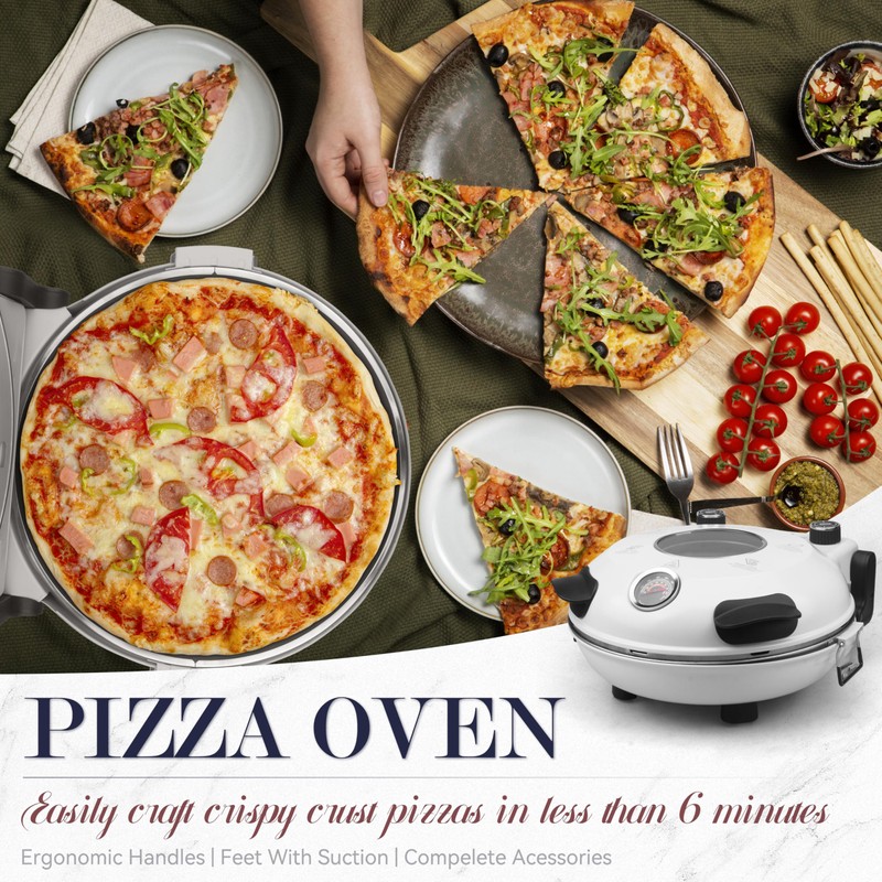 Baker’s Friend Electric Pizza Oven Indoor Countertop, 12 Inch Pizza