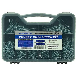 Massca Pocket-Hole Screw Kit – 500 Self-Tapping Zinc Plated Screw Set.