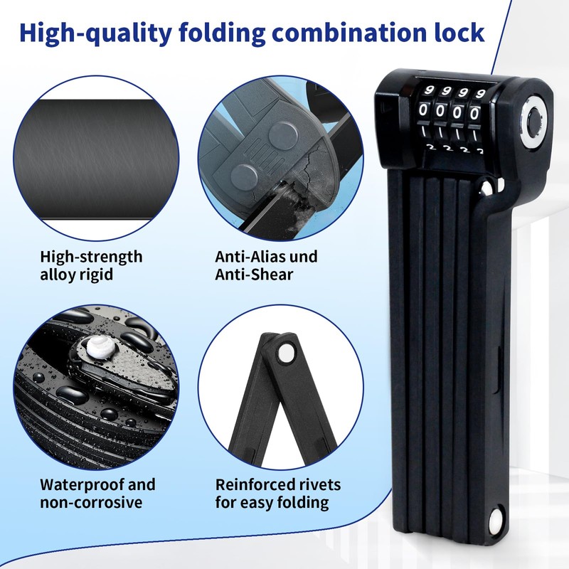 Auto Care Bike Fold Code Lock, 35 Inch Thickened Alloy