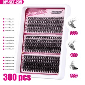 Epzia Lash Clusters 30D+40D+50D - 300pcs Eyelash 10-18mm D Curl Lashes - DIY Spiky Lash Extension for Beginners