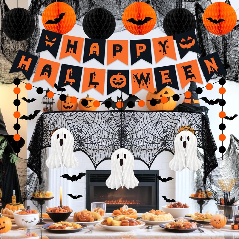 Halloween Party Decorations, 29Pcs Halloween Indoor Decorations Kit with Mantel