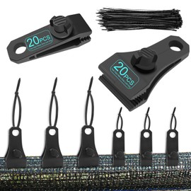 Upgraded Tarp Clips,40-Pack Heavy Duty Tarp Clips with 100-Pack Tensile Strength Zip Ties, Reusable Tarp Clamp Lock Grip, No Drill Shark Tent Fastener Holder for Home, Outdoor, Office, Garden, Farm