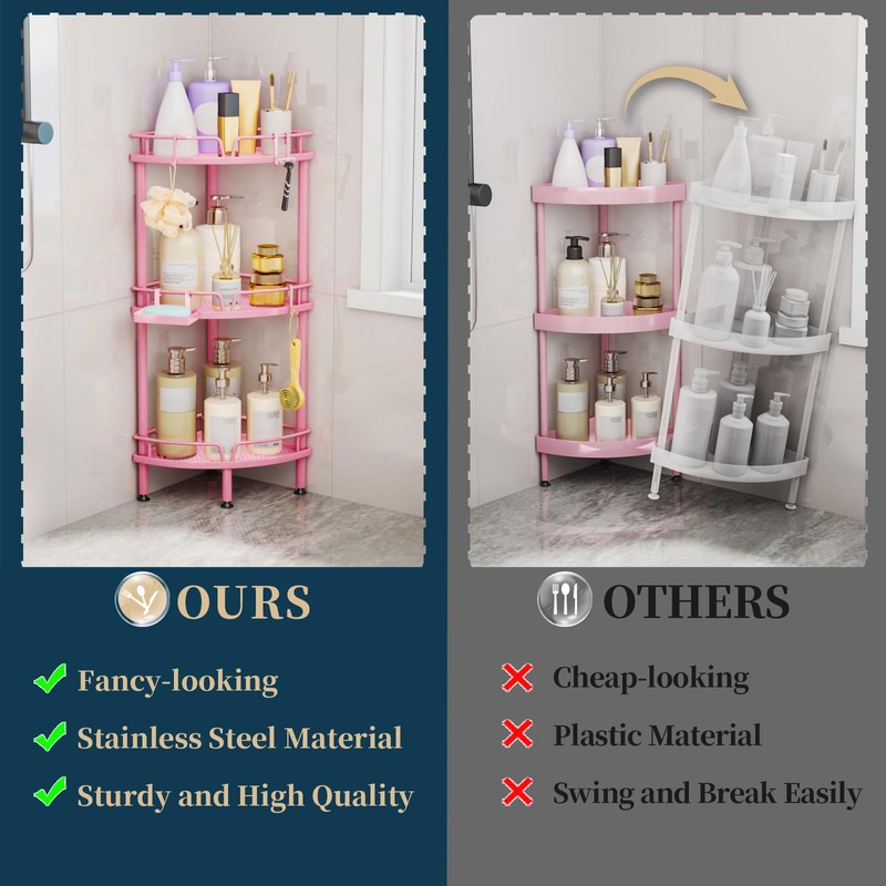 Consumest Corner Shower Caddy Stand - 3 Tier Shower Organizer