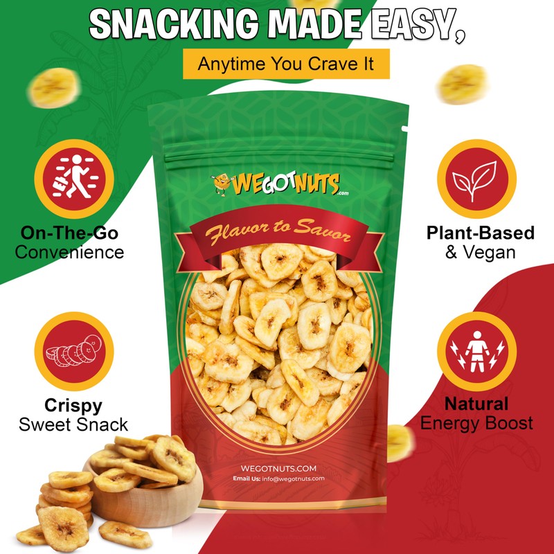 We Got Nuts Premium Dried Banana Chips 64oz (4 Pounds)