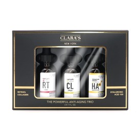 Clara's New York The Powerful Anti-Aging Trio Facial Serum Gift Set, Three Full Size Anti-Aging Face Serums with Retinol Collagen and Hyaluronic Acid 3 x 30ml