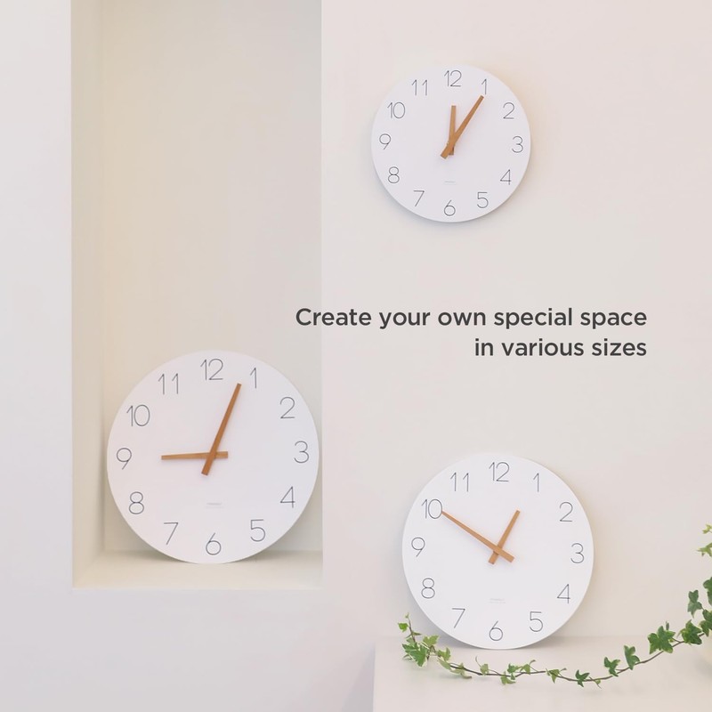 mooas Flatwood Wall Clock (Wood Mini), 9.8" Silent Non-Ticking Sweep