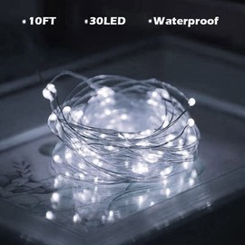 16 Pack LED Fairy Lights Battery Operated - 10FT 30LED Copper Wire Mason Jar String Lights, IP65 Waterproof, Bendable for Indoor/Outdoor, Christmas, Wedding, Party, Camping Decor