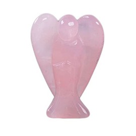 Justinstones Carved Rose Quartz Peace Angel Pocket Guardian Angel Healing Statue 2 inch