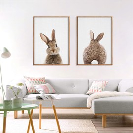 Trayosin Children's Room Pictures, Set of 2, Premium Rabbit Poster Set, Wall Pictures, Decorative Pictures, Children's Room, Girls and Boys, Baby Room Decoration, Wall Poster (30 x 40 cm)