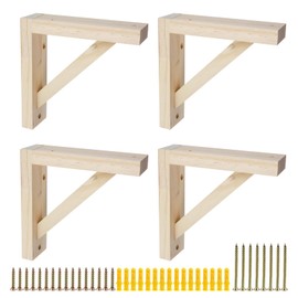 UTALIND 4 Pcs Rustic Shelf Brackets, 5.91" x 5.91" Solid Wall Mount Wood Shelf Bracket, Triangle Bracket with Screws for Shelves Support DIY