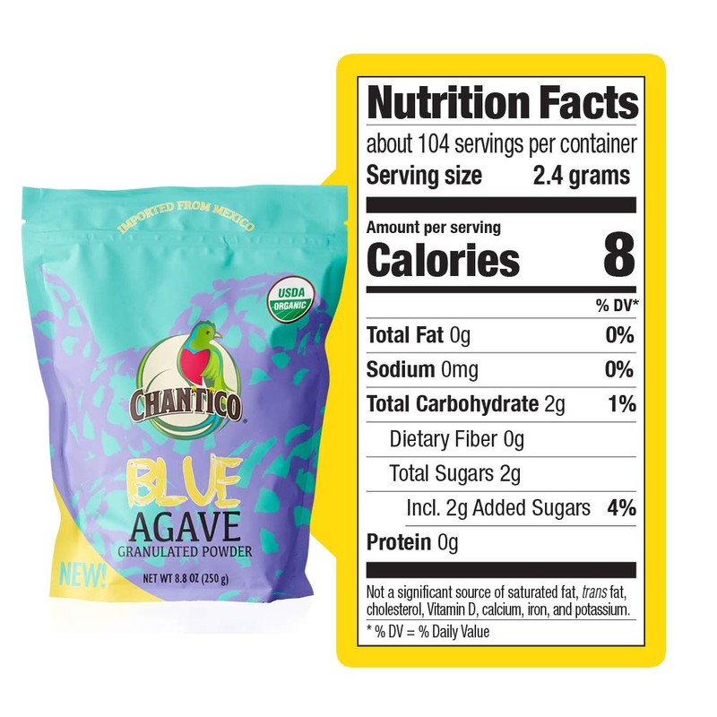 Chantico Agave Organic Sweet Granulated Agave Powder, 250g Bag, Low