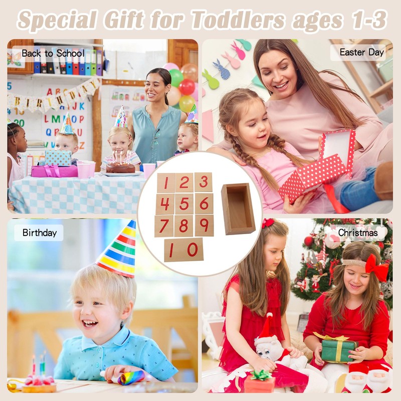 LEADER JOY Montessori Math Materials Numeral Cards for Preschool Early