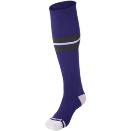 CHAMPRO Striped Baseball Socks, 1 Pair, Medium, Purple, Graphite, White