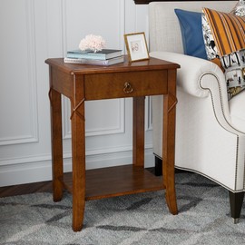 Cherry Wood End Tables Side Tables for Living Room, Solid Wood End Table Accent High Tables, Mid Century Queen Anne Bedside Table, 19.7"Wx15.7"Dx27.6"H, Easy Assembly, Cherry Brown GBJ-DR200