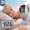Wall Clock Atomic with Indoor Outdoor Temperature Battery Powered, Easy