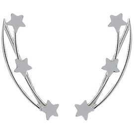 ENTREPLATA Climbers Sterling Silver Triple Star Earrings, Sterling Silver