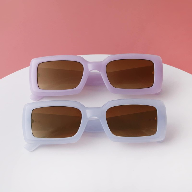 ADEWU Rectangular Sunglasses Women's 90s Retro Square Frame Large Trendy