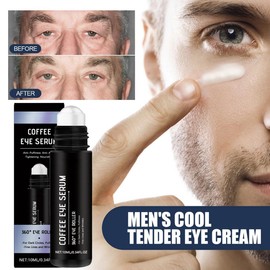 Under Eye Roller with Caffeine, Eye Roller for Dark Circles and Puffiness Reduces Fine Lines & Wrinkles Hydrating Cream Anti Aging with 360° Massage Ball, 10ml