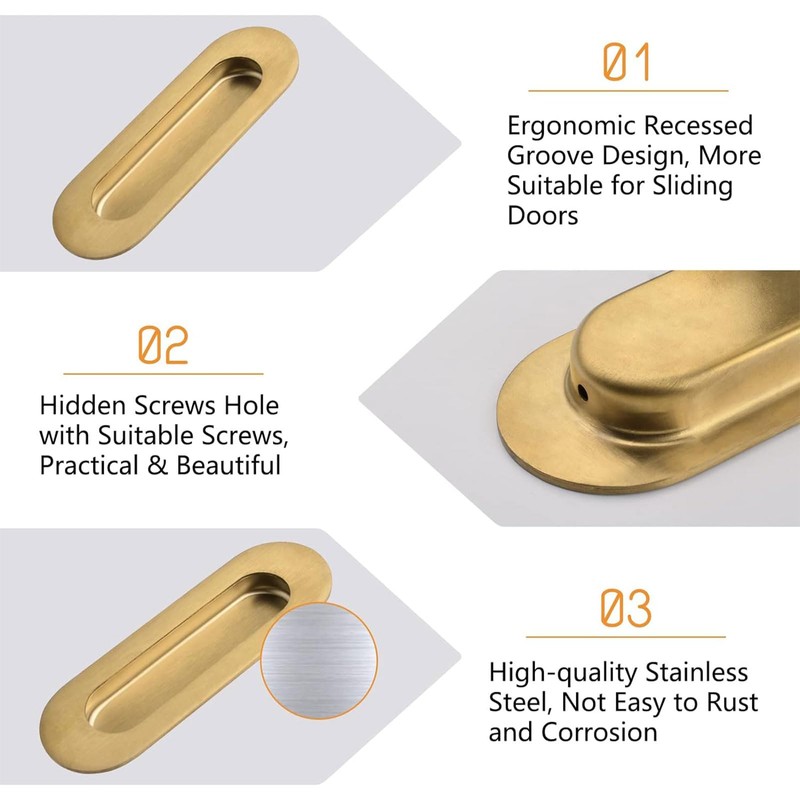 MOROBOR 4 Pack Stainless Steel Side Hole Flush Pull, Oval