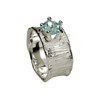 SILBERMOOS Women's Band Ring Blue Topaz Ring with Blue Topaz