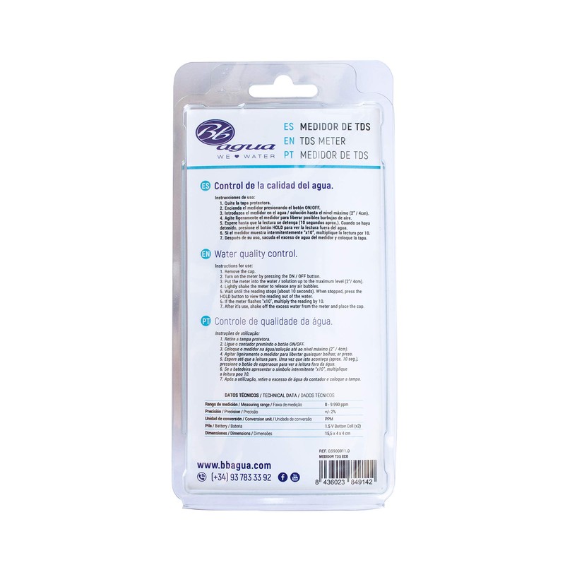 TDS ECO Meter. Includes LCD quality screen and water temperature