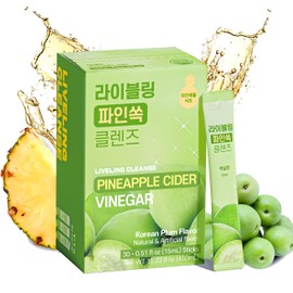 [Liveling] Pineapple Cider Vinegar Drink Stick & 3-in-1 Shot with ACV – Korean-Plum Flavor | Supports Digestion, Daily Cleanse, Sugar-Free, Low-Calorie, Portable On-The-Go Packets (30 sticks)