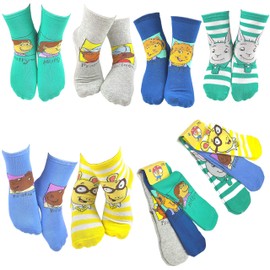 Arthur Popular Characters Fun Silly Cartoon Kids' Socks - 6 Pair (9-10 Years, Crew_Arthur_1)