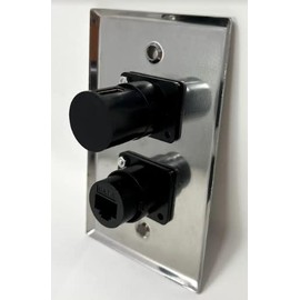 1 Port HDMI/1 Port Cat6 D Series Heavy Duty Pass Through Solderless Stainless Steel Wall Plate - HDMI Angled Exit