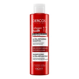 Vichy Dercos Collagen 17 Shampoo Ultra Reparador de Daño y Caída con Péptidos Pro-Colágeno para Cabello Dañado y Quebradizo, Cabello más Fuerte y con 
