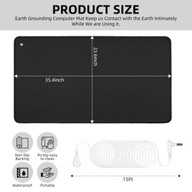 Huanyon Grounding Mat Kit for Healthy Grounding Energy, Grounding Pad for Sleep with Grounding Wristband & 15ft Grounding Cord, for Improve Sleep and Reduce Anxiety, Balance Physical Health