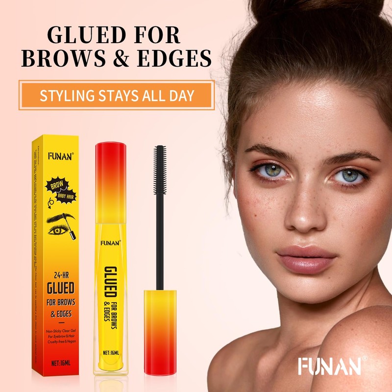 FUNAN Eyebrow Gel,Clear Brow Gel,Glued for Brows & Edges, for