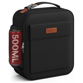 HOTOR Lunch Bags for Women & Men - Large Capacity Insulated Lunch Bag with Mutiple Pockets, Easy-Carrying & Wear-Resistant Lunch Cooler Bag for Office, Picnic, Black, 27.0×11.0×23.0 cm