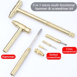 Joyangy 6-In-1 Multifunctional Metal Mini Hammer, Small Nesting Hammer and Screwdriver Set, Portable Steel Mini Hammer Ideal for Repairing Watches, Jewelry and Other Small Parts