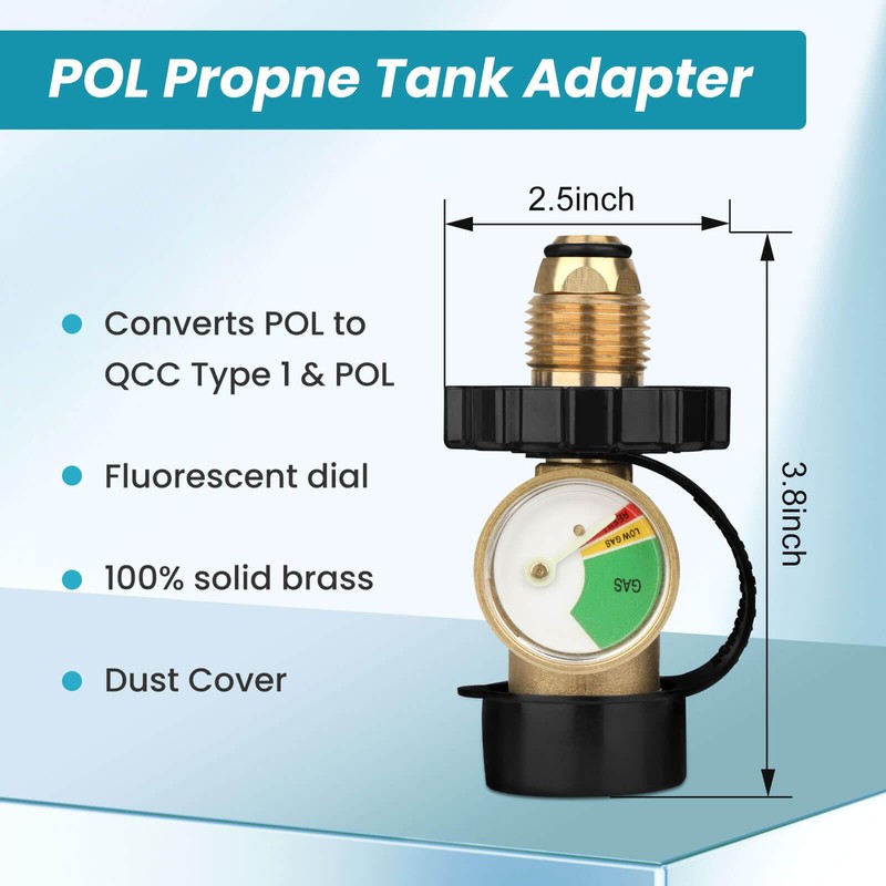 Aekops 100 lb Propane Tank Adapter, Propane Gauge for 100