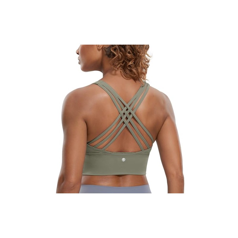 CRZ YOGA Strappy Longline Sports Bras for Women - Wirefree