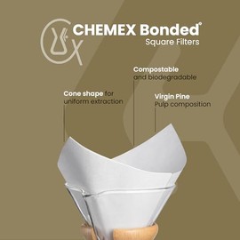 Chemex Filtros de café, 100 unidades, bond, Cuadrado, Transparente, 1