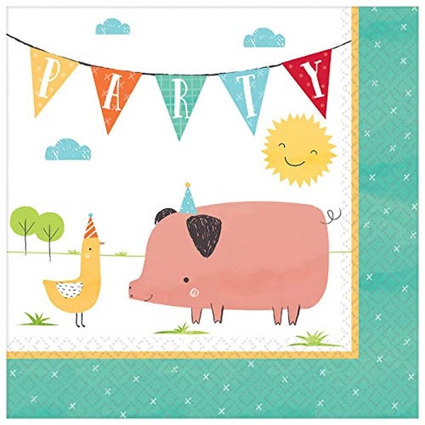 Barnyard Birthday Paper Party Napkins - 6 1/2" x 6 1/2" | Pack of 36