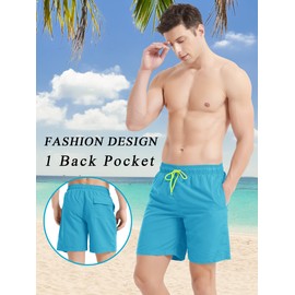 TACVASEN Mens Swim Trunks Quick Dry Beach Shorts with Pockets Summer Holiday Shorts Water Sports Bathing Suit Board Surf Shorts Surfing Boardshorts , Blue Sky Blue, 36