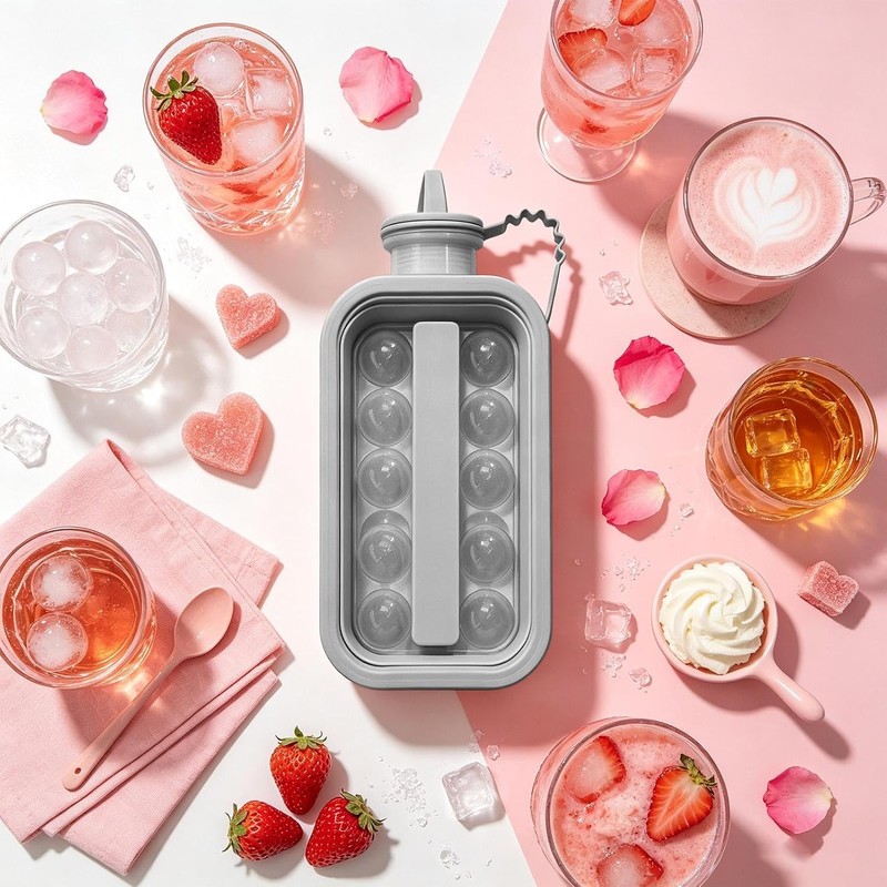 Botella Para Hacer Bolas De Hielo 2 en 1 Plegable