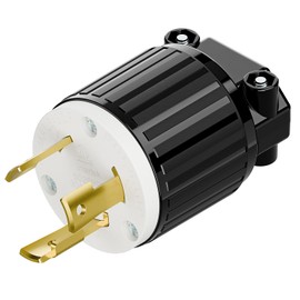 Nema L6-30P 30 Amp 250 Volt Plug, L6-30 Locking Power Cord Connector 2P 3W, Locking Plug, Industrial Grade DIY Twist-Lock Cord Male Plug,Black and White Color