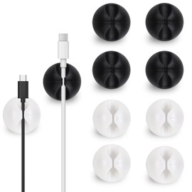 Cord Holder for Nightstand, Appliance Cord Organizer, Cord Holder for Desk Cord Organizer, Cord Clips for Nightstand, Phone Charger, Computer, Home, Office(10pcs, White&Black)