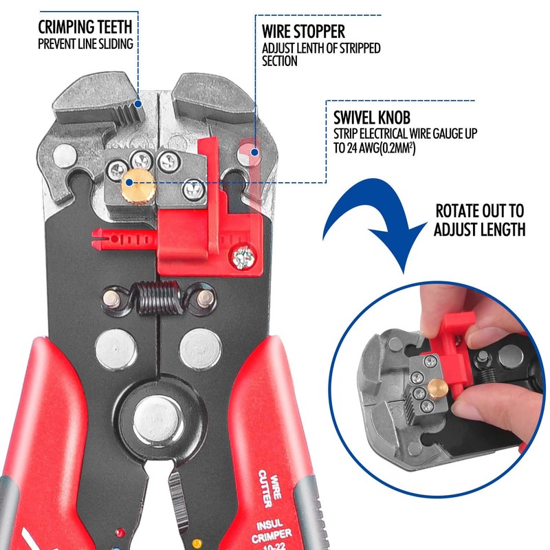 TOPEX 260-Piece Wire Stripper Self-Adjustable Crimper Plier Set Terminals Wire
