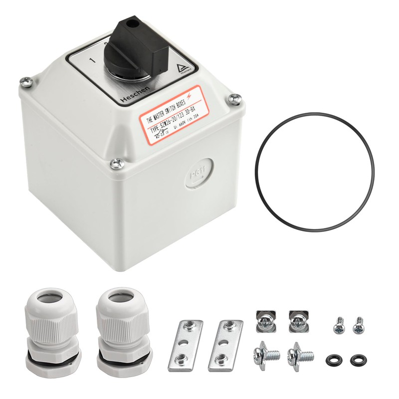 Heschen Universal Locking Cam Selector Switch, SZW26-20-123.3D-BX, 660V 20A, ON-OFF