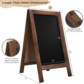 TEAKMAMA Chalkboard Signs 40x20 Standing A Frame Chalk Board Easel Sign Sandwich Board Signs Outdoor, Double Sided Blackboard for Back to School Day, Business, Weddings, Rustic Brown